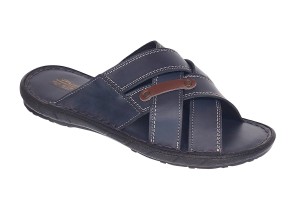 Papuci barbati din piele naturala de culoare bleumarin - GKR74BL